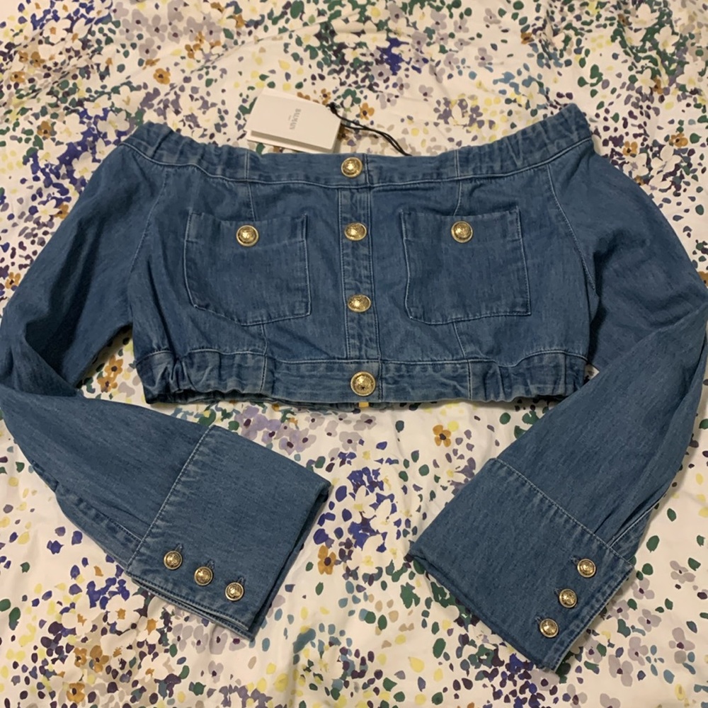 Balmain Cropped Denim Shirt